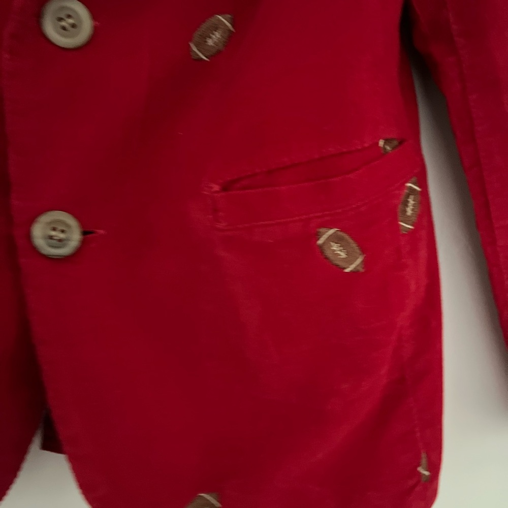 Kelly’s Kids Red Light Corduroy Blazer Jacket Football Embroidery Size Small 5-6 - Picture 5 of 16